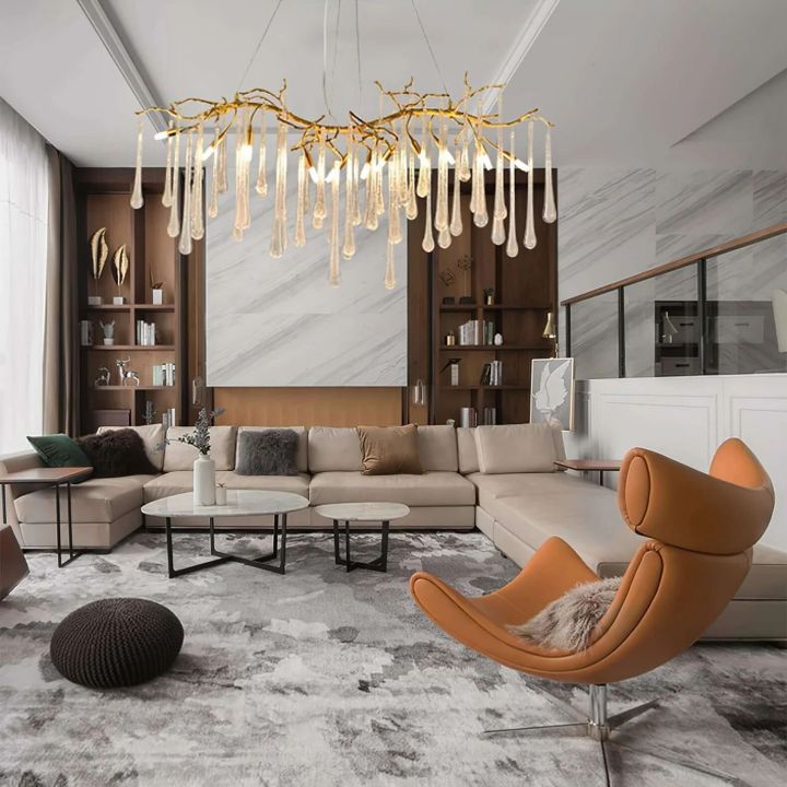 Aqua Makrama Branch Chandeliers - Zelno Lighting