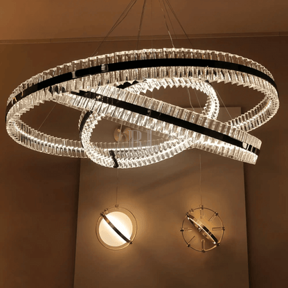 Aquinox 3-Tier Round Crystal Ring LED Chandelier - Zelno Lighting