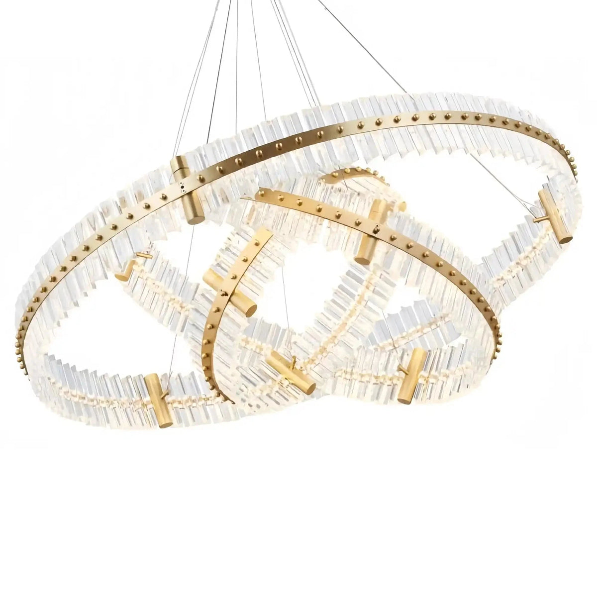 Aquinox 3-Tier Round Crystal Ring LED Chandelier - Zelno Lighting