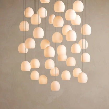 Arica Round Gold Chandelier with Natural Alabaster Stone Shades, Chandelier for High Ceiling - zelnolighting