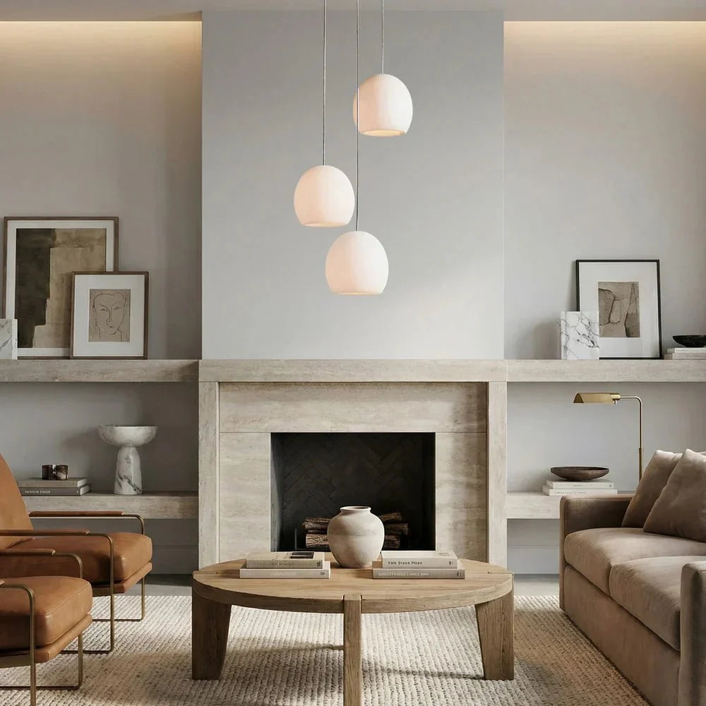 Arica Round Gold Chandelier with Natural Alabaster Stone Shades - zelnolighting