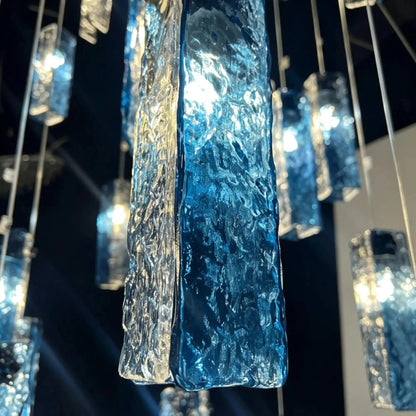 Art Design Colorful Rectangle Cluster Glass Tile Pendant Chandelier - Zelno Lighting
