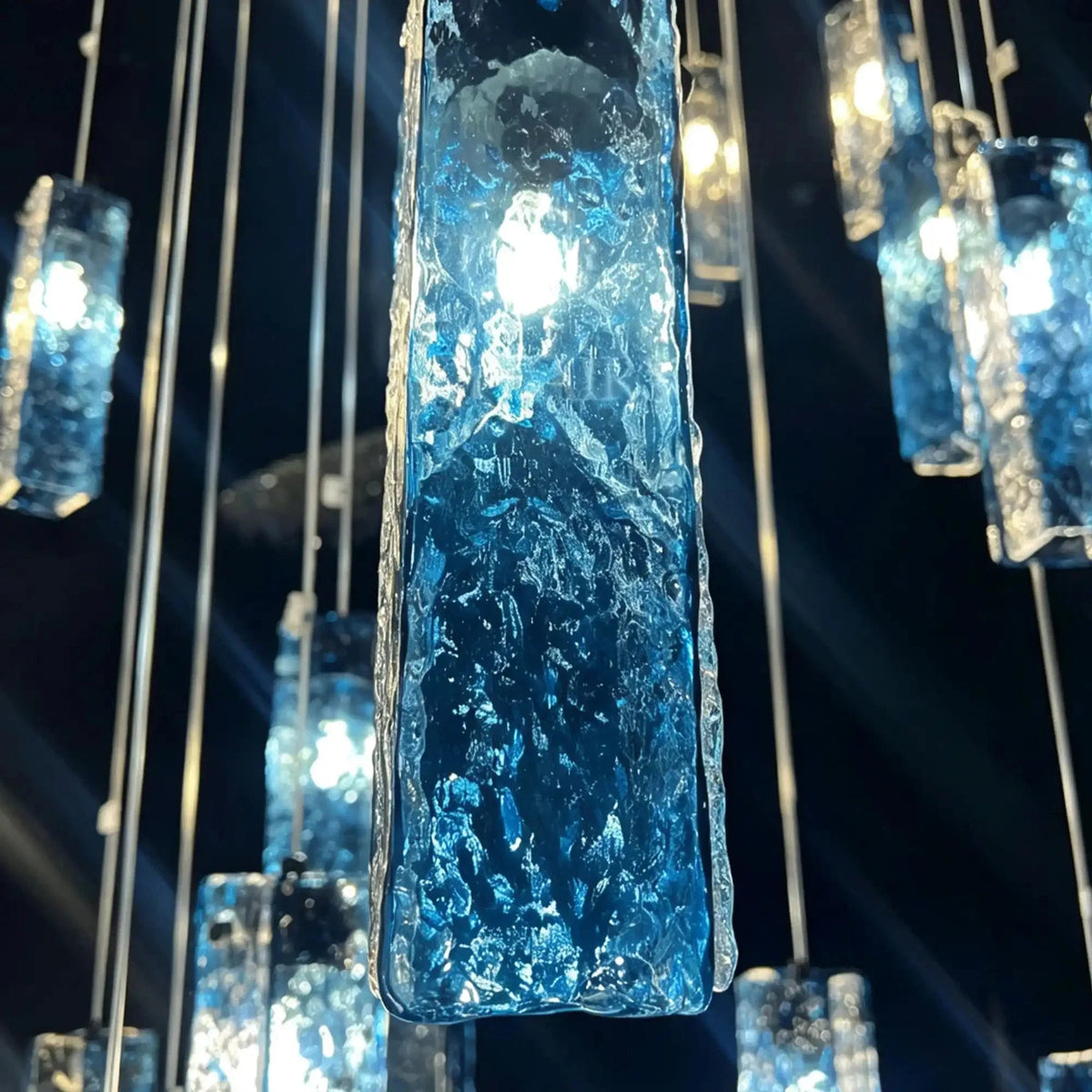 Art Design Colorful Rectangle Cluster Glass Tile Pendant Chandelier - Zelno Lighting
