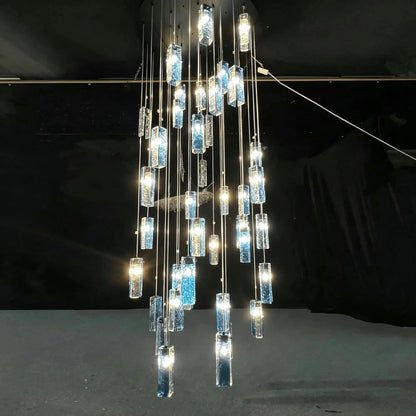 Art Design Colorful Rectangle Cluster Glass Tile Pendant Chandelier - Zelno Lighting