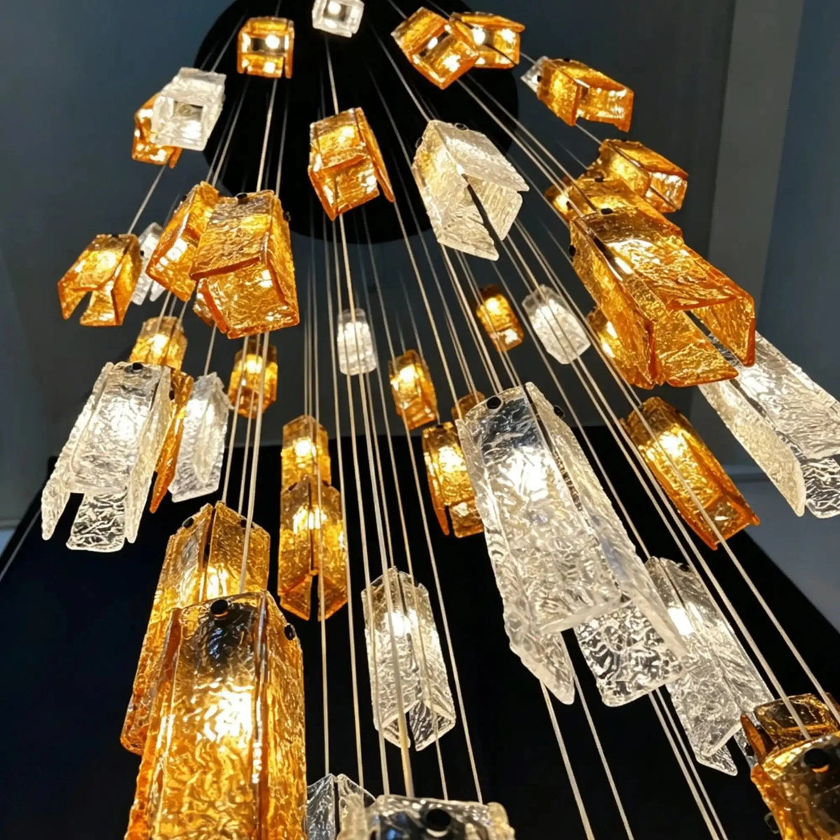 Art Design Colorful Rectangle Cluster Glass Tile Pendant Chandelier - Zelno Lighting