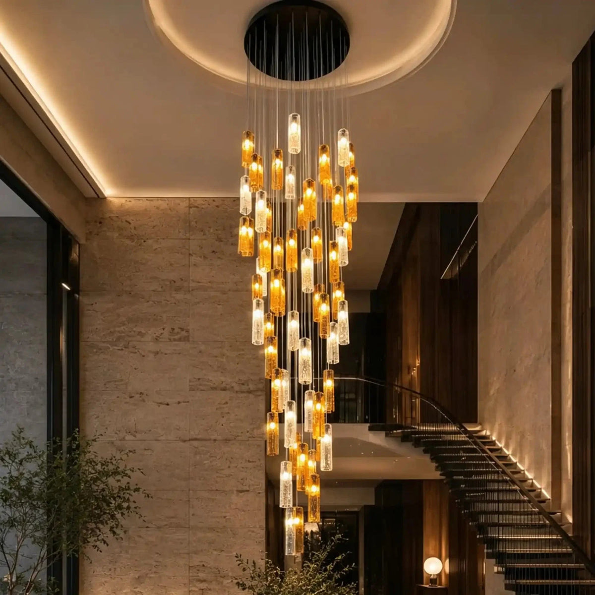 Art Design Colorful Rectangle Cluster Glass Tile Pendant Chandelier - Zelno Lighting