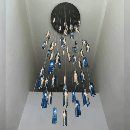 Art Design Colorful Rectangle Cluster Glass Tile Pendant Chandelier - Zelno Lighting