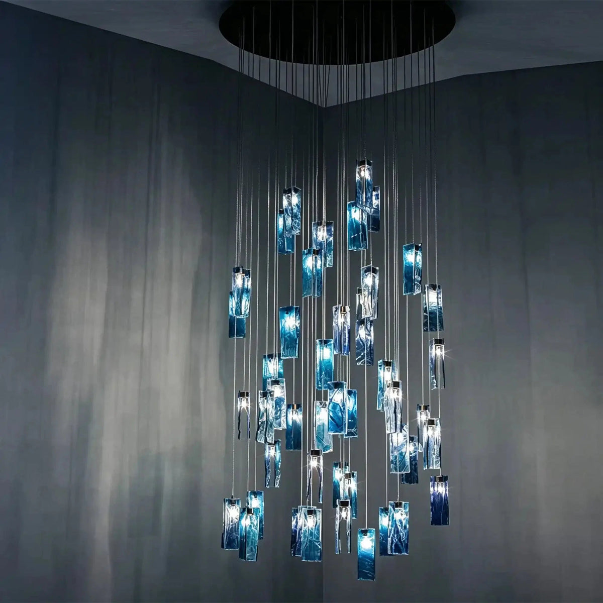 Art Design Colorful Rectangle Cluster Glass Tile Pendant Chandelier - Zelno Lighting