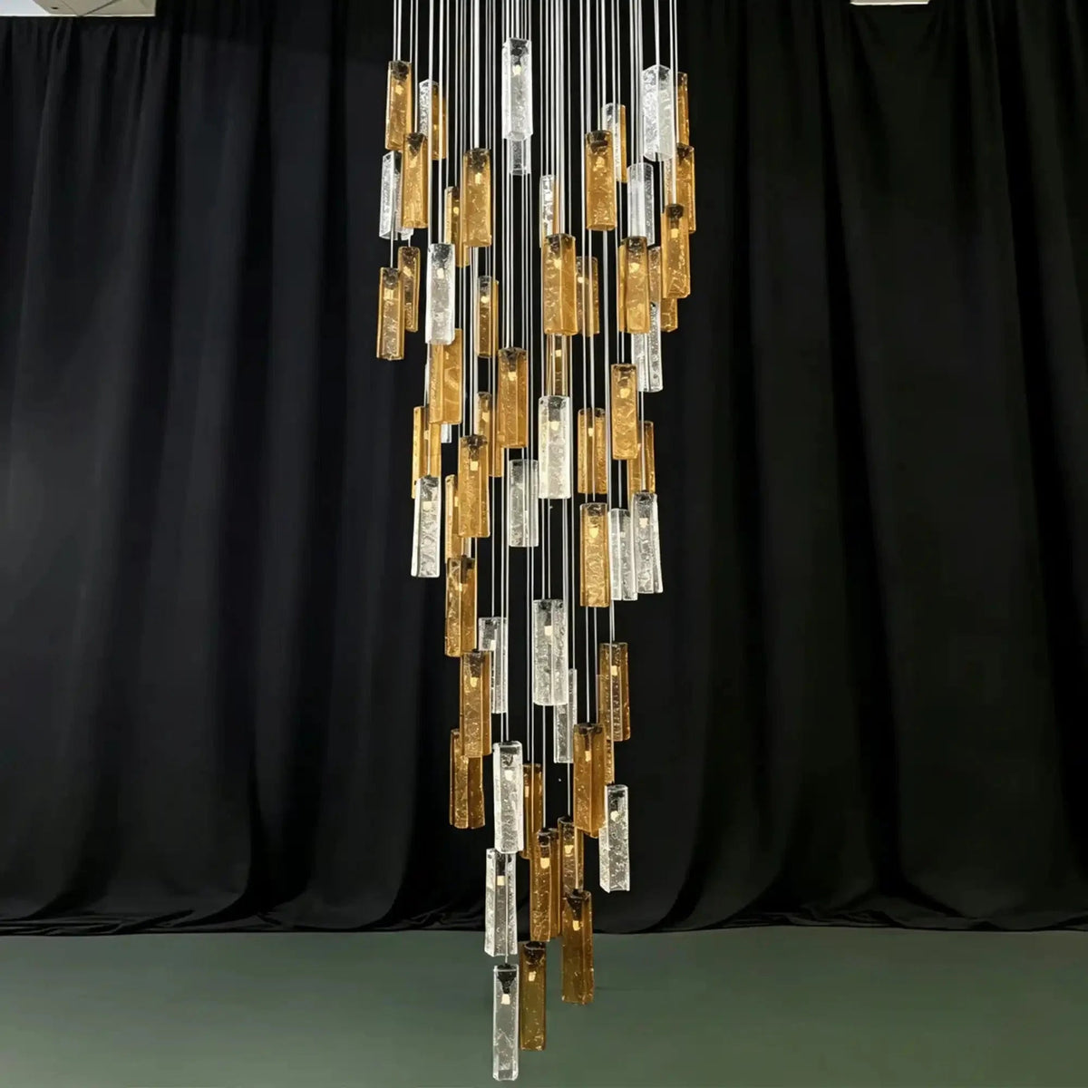 Art Design Colorful Rectangle Cluster Glass Tile Pendant Chandelier - Zelno Lighting
