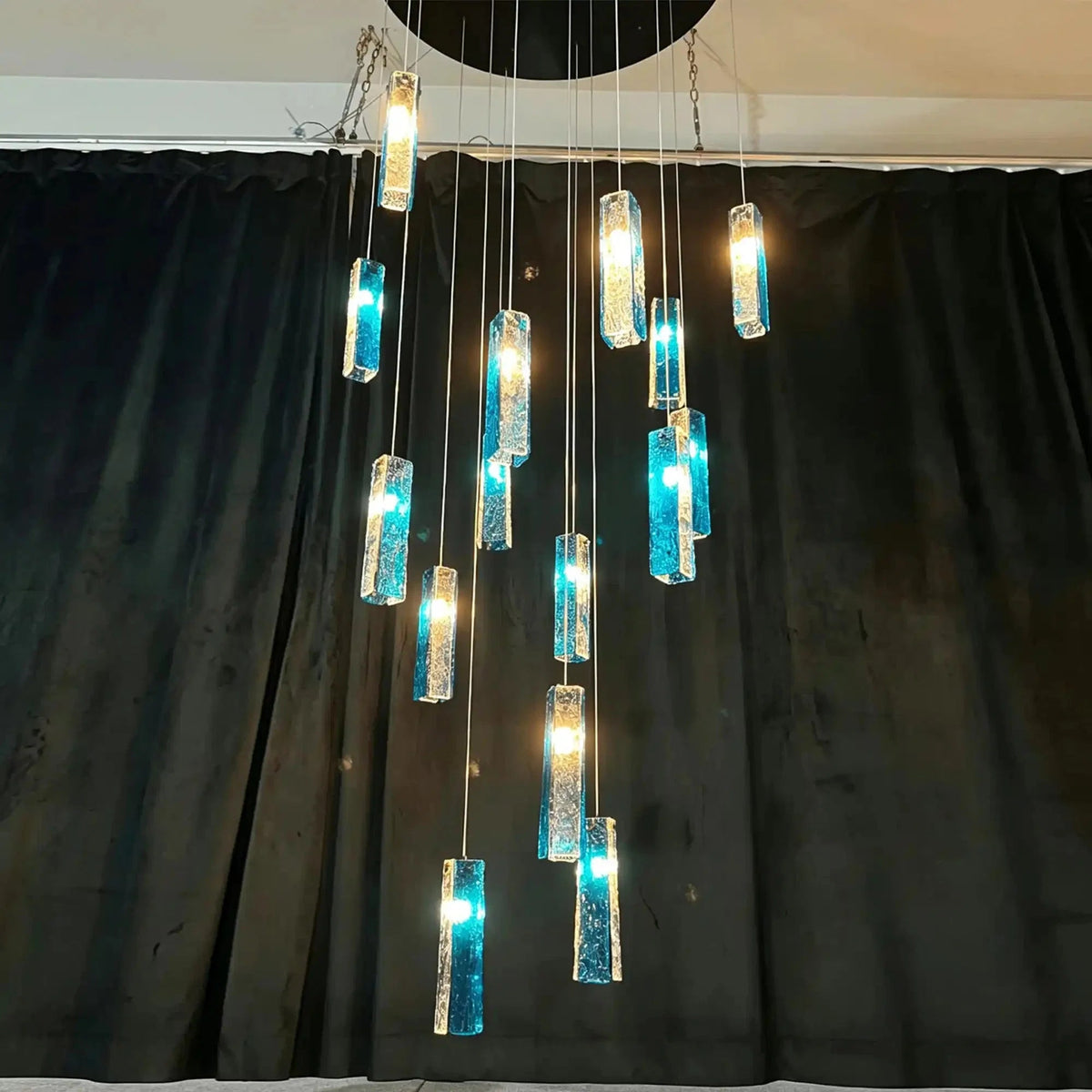 Art Design Colorful Rectangle Cluster Glass Tile Pendant Chandelier - Zelno Lighting
