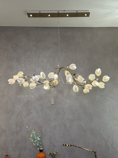 Art Design Creative Ceramic Magnolia Ring/Linear Chandelier for Bedroom/Living Room/Dining Room/Kitchen Island - Zelno Lighting