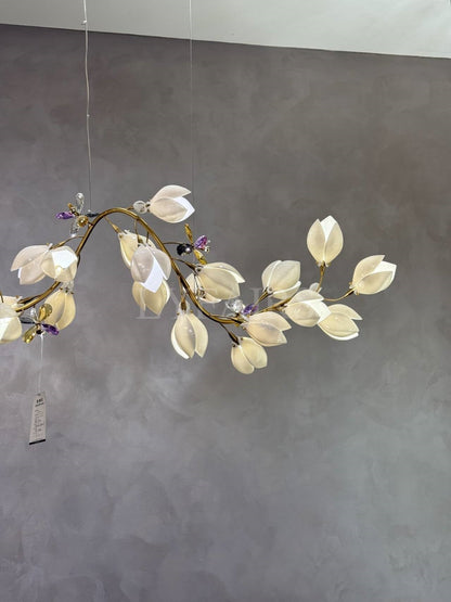 Art Design Creative Ceramic Magnolia Ring/Linear Chandelier for Bedroom/Living Room/Dining Room/Kitchen Island - Zelno Lighting