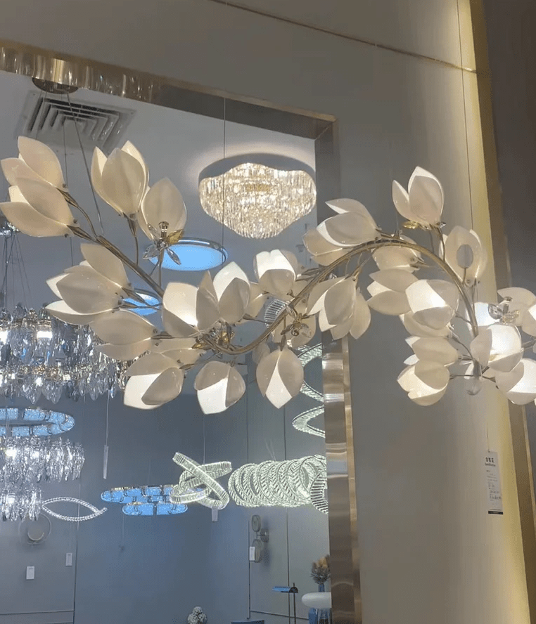 Art Design Creative Ceramic Magnolia Ring/Linear Chandelier for Bedroom/Living Room/Dining Room/Kitchen Island - Zelno Lighting