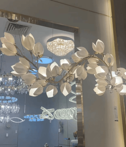 Art Design Creative Ceramic Magnolia Ring/Linear Chandelier for Bedroom/Living Room/Dining Room/Kitchen Island - Zelno Lighting