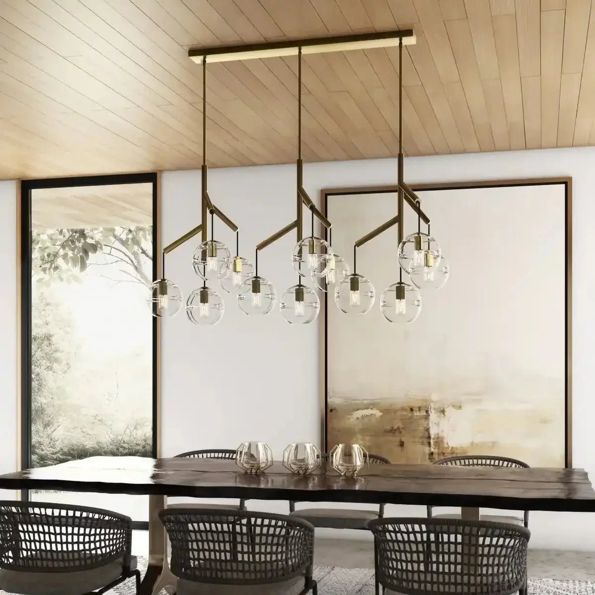 Art Glass Ball Sedona Triple Chandelier - Zelno
