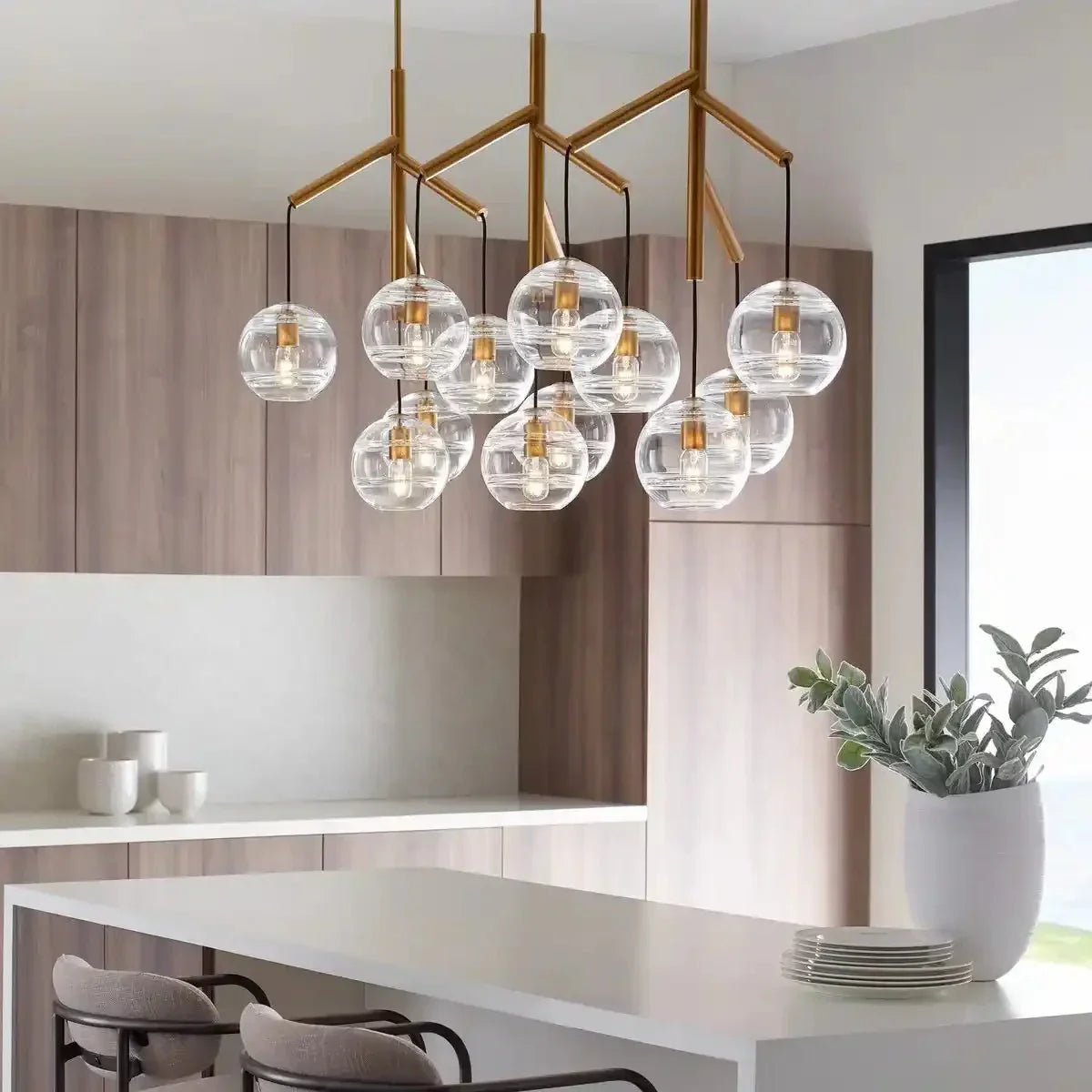 Art Glass Ball Sedona Triple Chandelier - Zelno