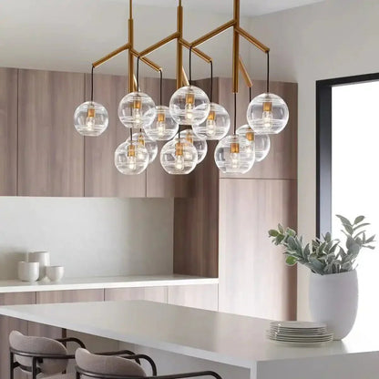Art Glass Ball Sedona Triple Chandelier - Zelno