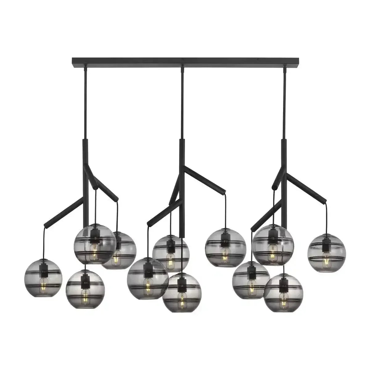 Art Glass Ball Sedona Triple Chandelier - Zelno