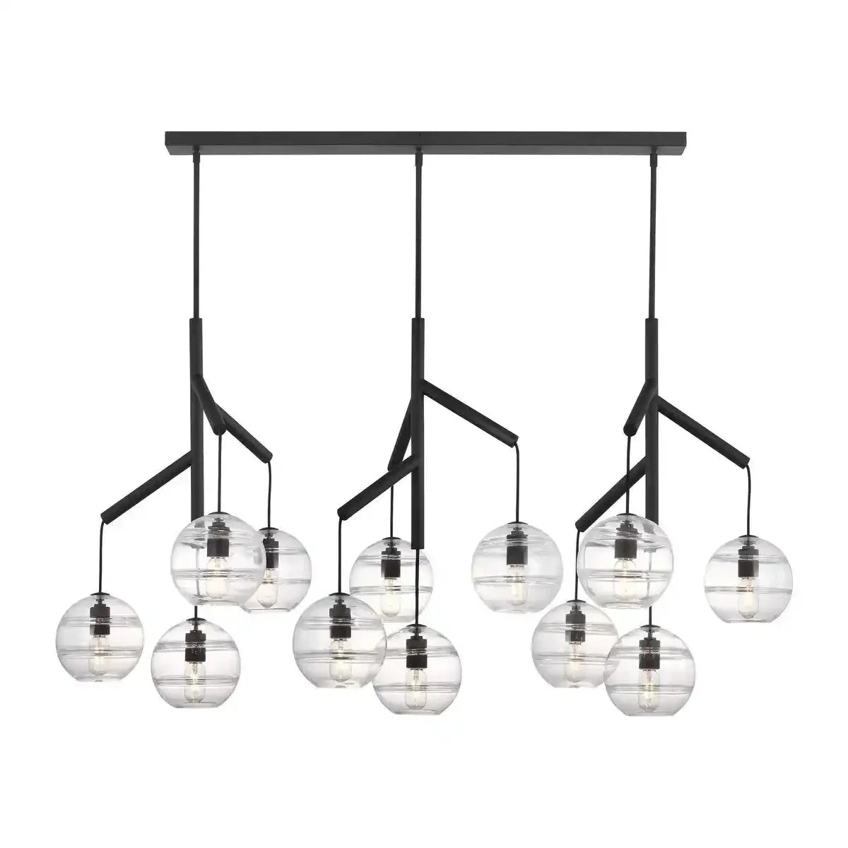 Art Glass Ball Sedona Triple Chandelier - Zelno