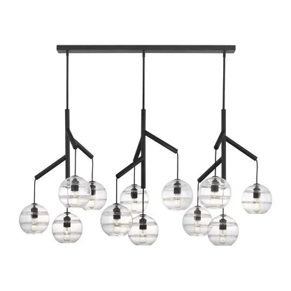 Art Glass Ball Sedona Triple Chandelier - Zelno