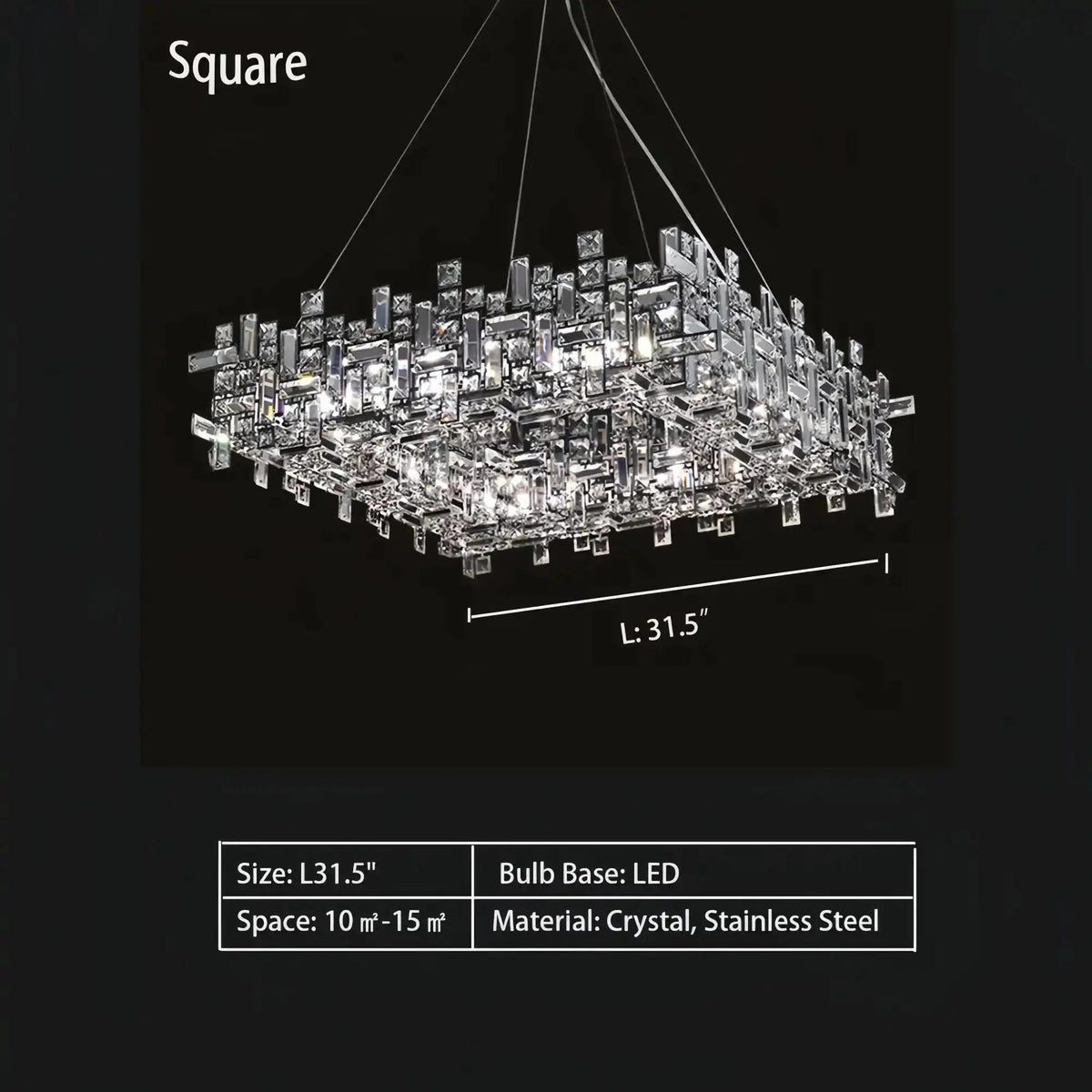 Art Irregular Block Collection Crystal Pendant Chandelier Suit for Living/Dining Room - Zelno Lighting