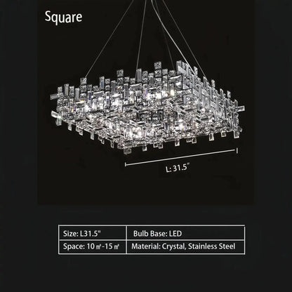 Art Irregular Block Collection Crystal Pendant Chandelier Suit for Living/Dining Room - Zelno Lighting