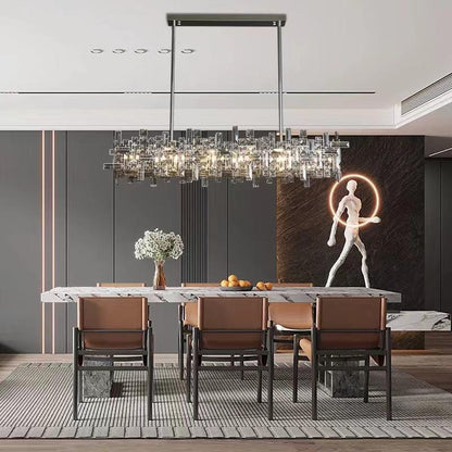 Art Irregular Block Collection Crystal Pendant Chandelier Suit for Living/Dining Room - Zelno Lighting