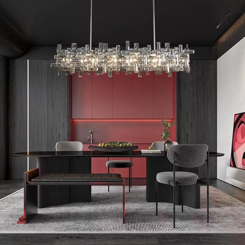 Art Irregular Block Collection Crystal Pendant Chandelier Suit for Living/Dining Room - Zelno Lighting