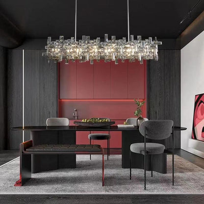 Art Irregular Block Collection Crystal Pendant Chandelier Suit for Living/Dining Room - Zelno Lighting