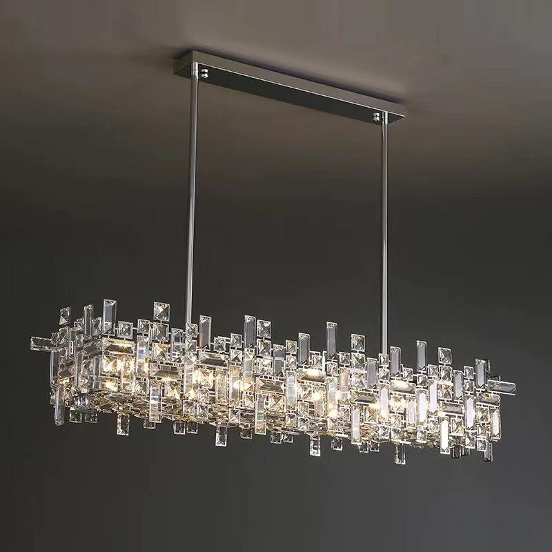 Art Irregular Block Collection Crystal Pendant Chandelier Suit for Living/Dining Room - Zelno Lighting