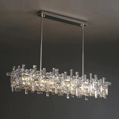 Art Irregular Block Collection Crystal Pendant Chandelier Suit for Living/Dining Room - Zelno Lighting