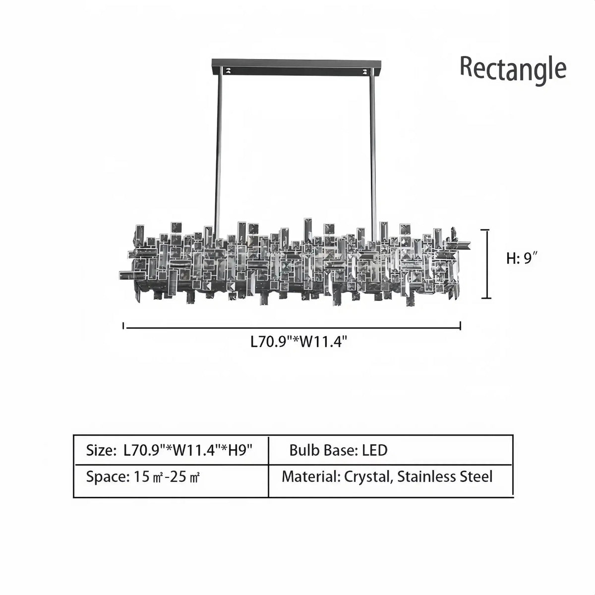 Art Irregular Block Collection Crystal Pendant Chandelier Suit for Living/Dining Room - Zelno Lighting