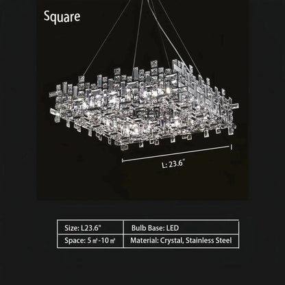 Art Irregular Block Collection Crystal Pendant Chandelier Suit for Living/Dining Room - Zelno Lighting