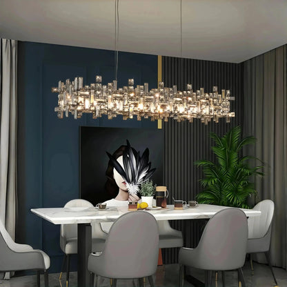 Art Irregular Block Collection Crystal Pendant Chandelier Suit for Living/Dining Room - Zelno Lighting