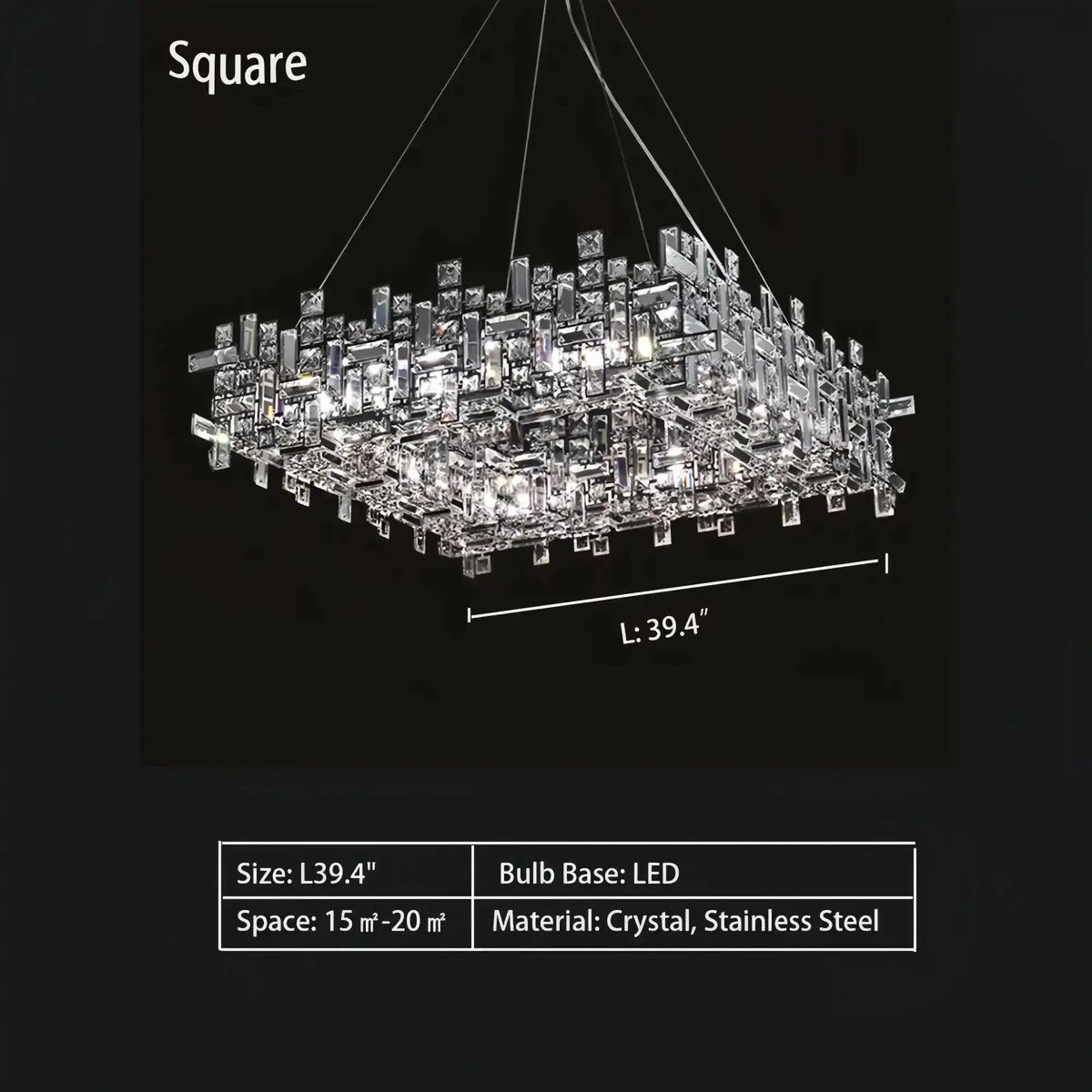 Art Irregular Block Collection Crystal Pendant Chandelier Suit for Living/Dining Room - Zelno Lighting