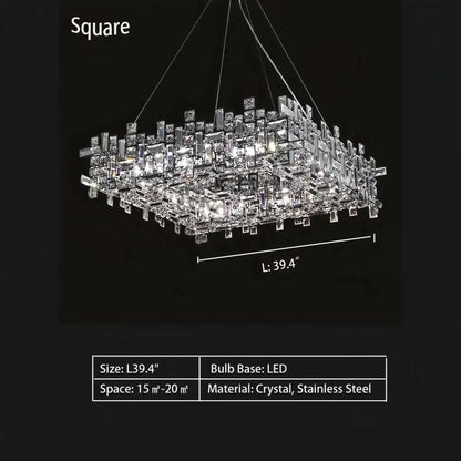 Art Irregular Block Collection Crystal Pendant Chandelier Suit for Living/Dining Room - Zelno Lighting