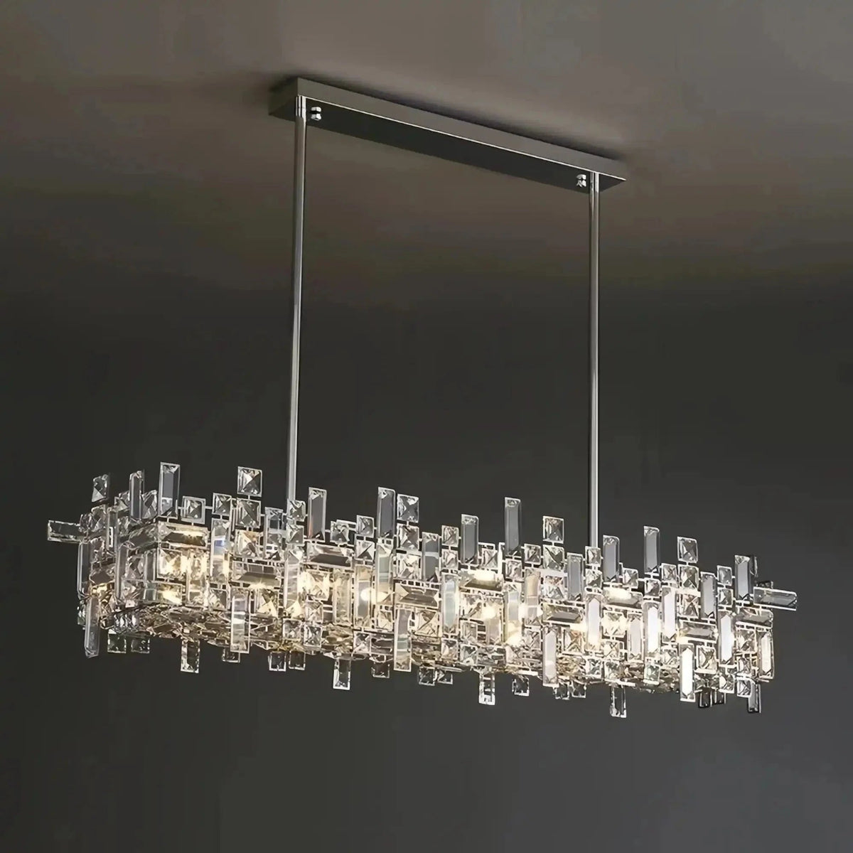 Art Irregular Block Collection Crystal Pendant Chandelier Suit for Living/Dining Room - Zelno Lighting