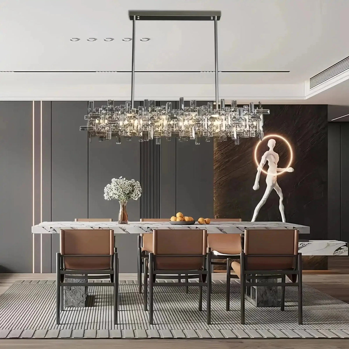 Art Irregular Block Collection Crystal Pendant Chandelier Suit for Living/Dining Room - Zelno Lighting