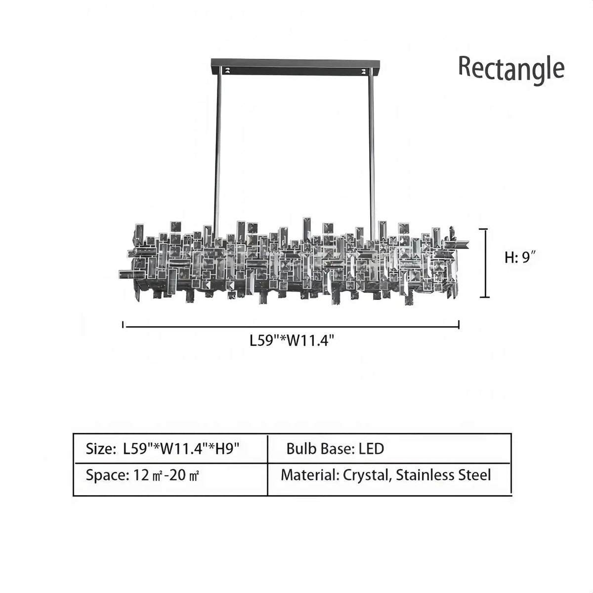 Art Irregular Block Collection Crystal Pendant Chandelier Suit for Living/Dining Room - Zelno Lighting