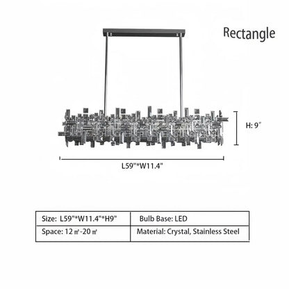 Art Irregular Block Collection Crystal Pendant Chandelier Suit for Living/Dining Room - Zelno Lighting