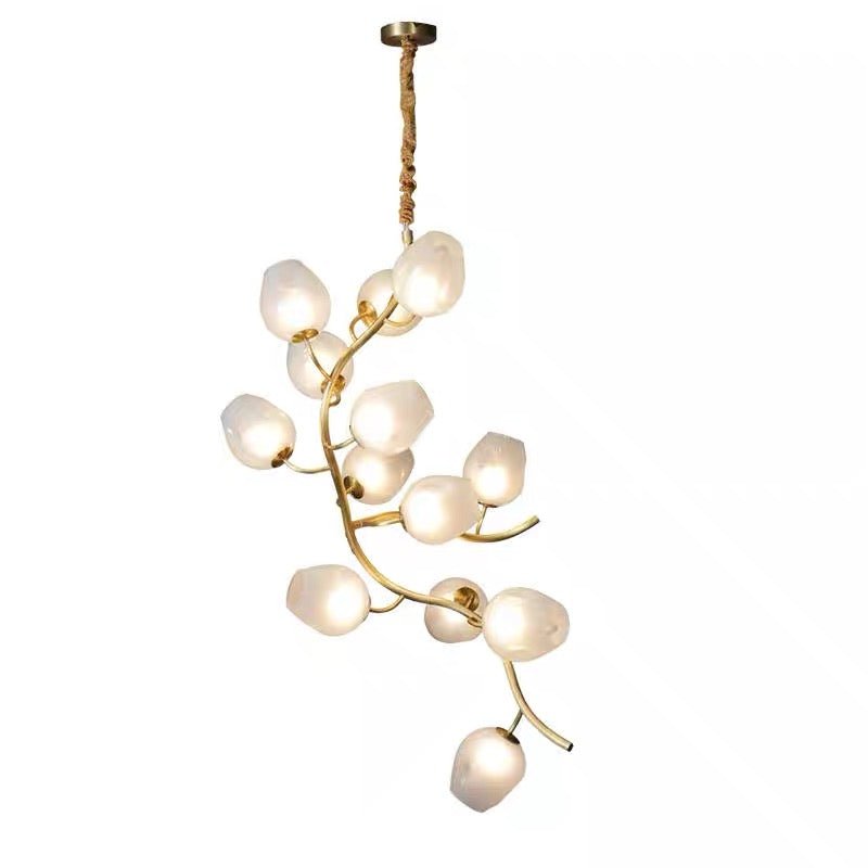 Artistic Glass Lampshade Chandelier with Branches Design for High Ceilings - Zelno Lighting