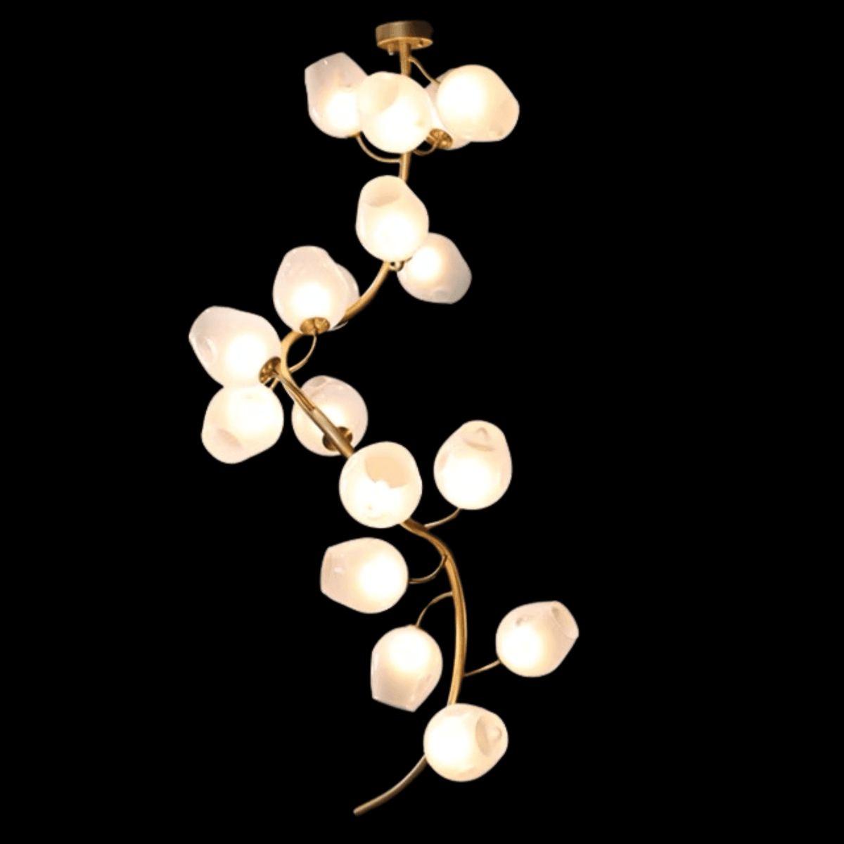 Artistic Glass Lampshade Chandelier with Branches Design for High Ceilings - Zelno Lighting