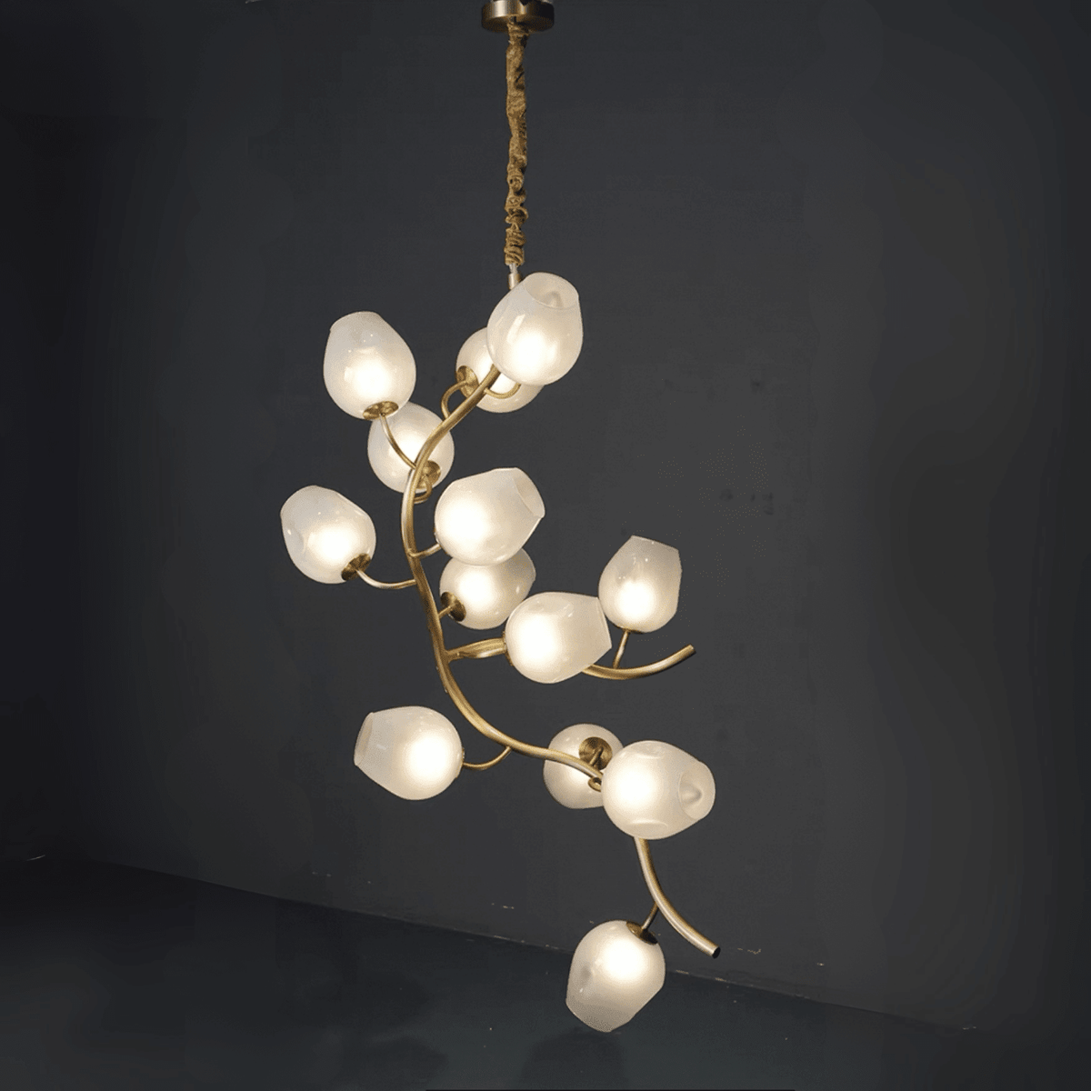 Artistic Glass Lampshade Chandelier with Branches Design for High Ceilings - Zelno Lighting