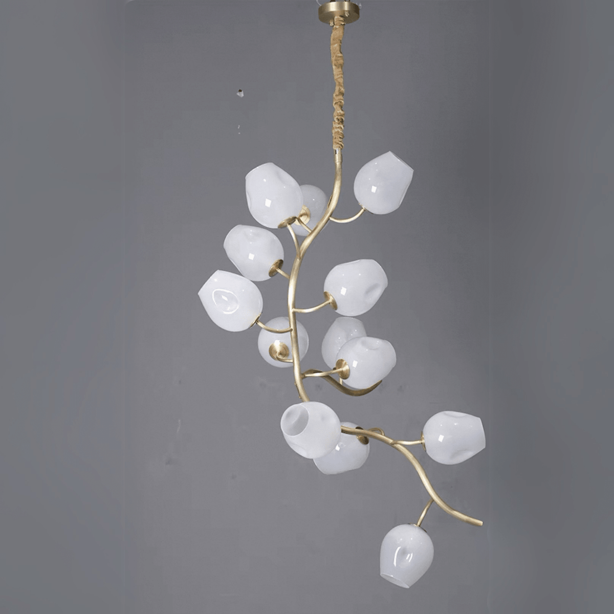 Artistic Glass Lampshade Chandelier with Branches Design for High Ceilings - Zelno Lighting