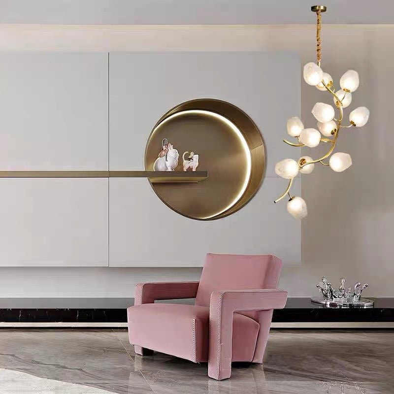 Artistic Glass Lampshade Chandelier with Branches Design for High Ceilings - Zelno Lighting