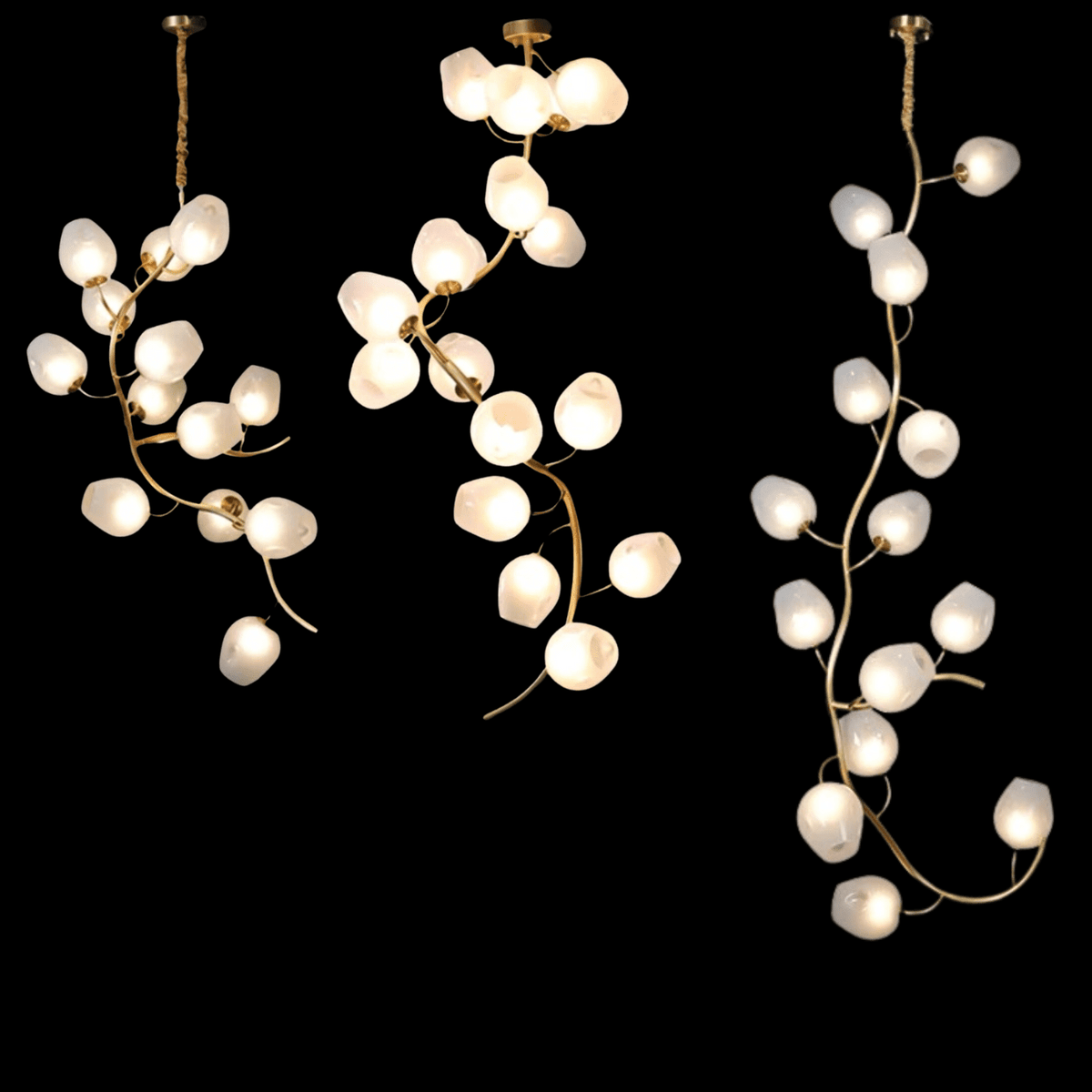 Artistic Glass Lampshade Chandelier with Branches Design for High Ceilings - Zelno Lighting