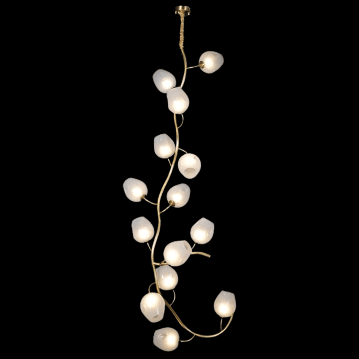 Artistic Glass Lampshade Chandelier with Branches Design for High Ceilings - Zelno Lighting