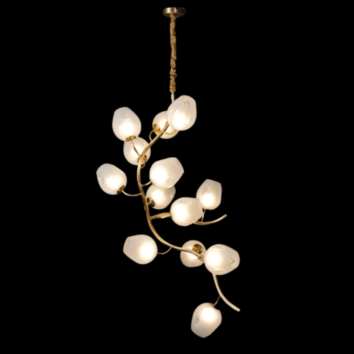 Artistic Glass Lampshade Chandelier with Branches Design for High Ceilings - Zelno Lighting