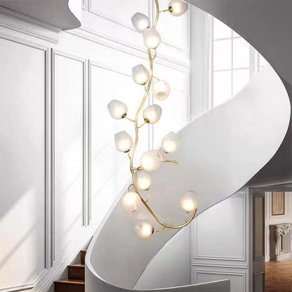 Artistic Glass Lampshade Chandelier with Branches Design for High Ceilings - Zelno Lighting