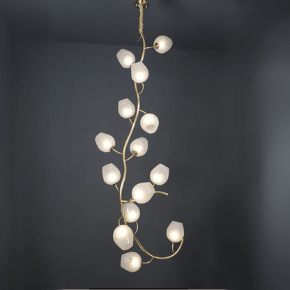 Artistic Glass Lampshade Chandelier with Branches Design for High Ceilings - Zelno Lighting